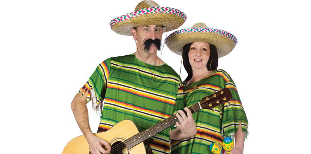 Offensive Mexican costume depicting harmful stereotypes of Mexican culture.