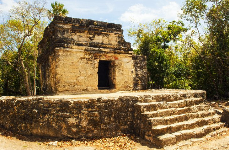 Ancient Mayan ruins of San Gervasio in Cozumel jungle