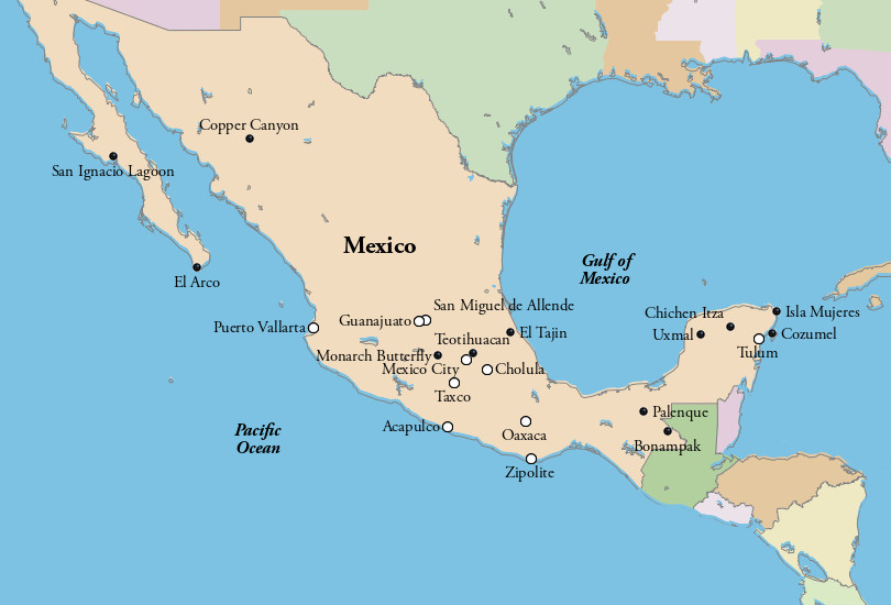 Map of Mexico tourist attractions