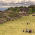 Panoramic view of Monte Alban's Gran Plaza looking south towards the South Platform