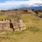 Panoramic view of Monte Alban archaeological site, Oaxaca, Mexico