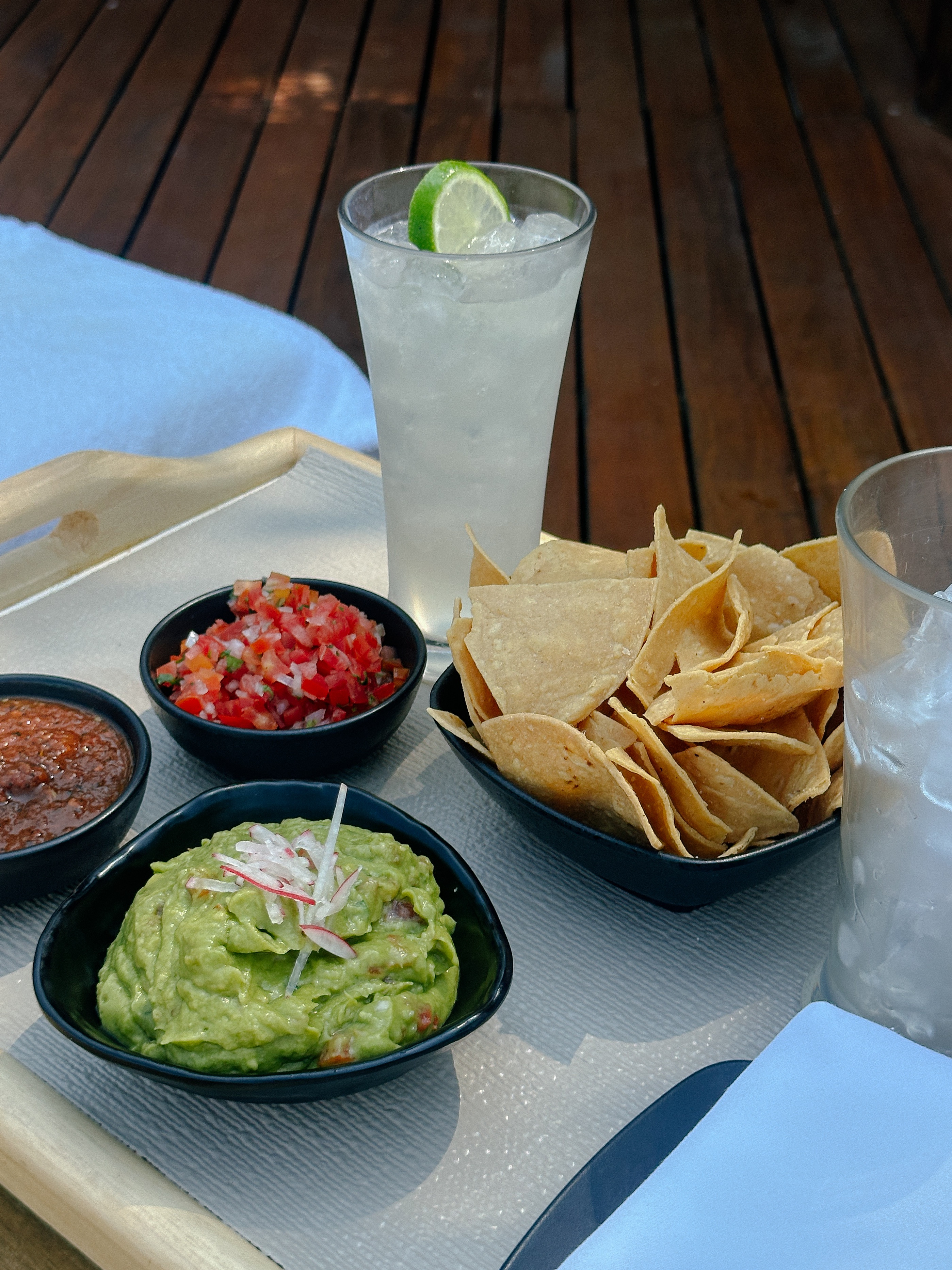 Fresh guacamole and chips poolside at Tamai, Four Seasons Resort Punta Mita