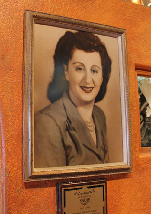 Sadie Koury memorial plaque at Sadie's of New Mexico, Albuquerque restaurant