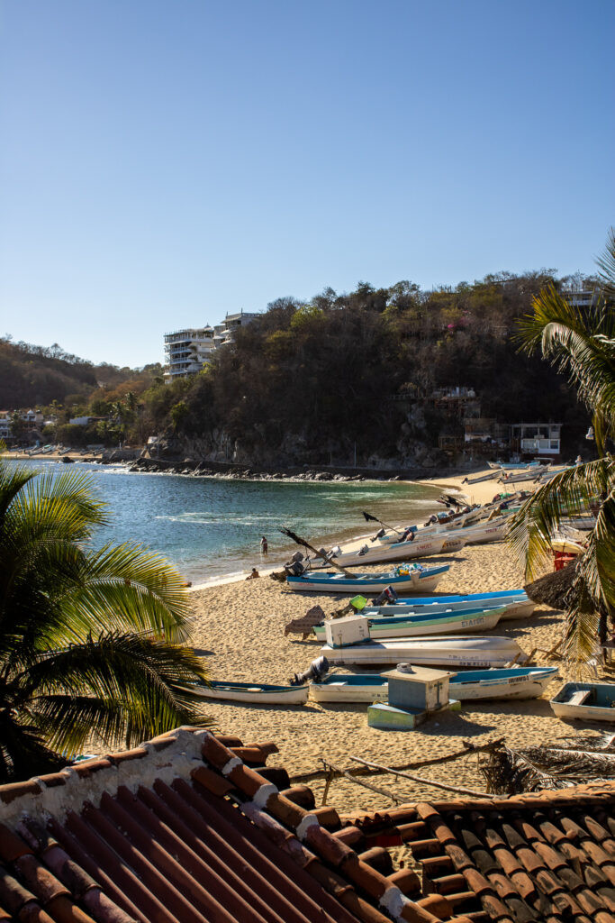 Fishing boats in Puerto Ángel near Zipolite