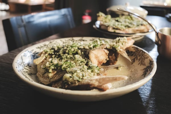 Whole Seabass with Green Pistachio Mole at Pujol