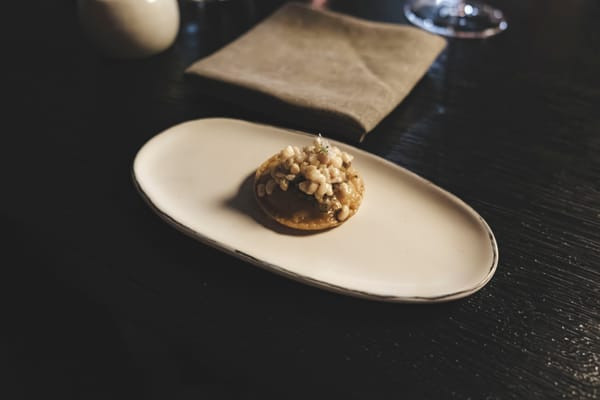 Pujol's Panucho snack with macadamia and pico de gallo