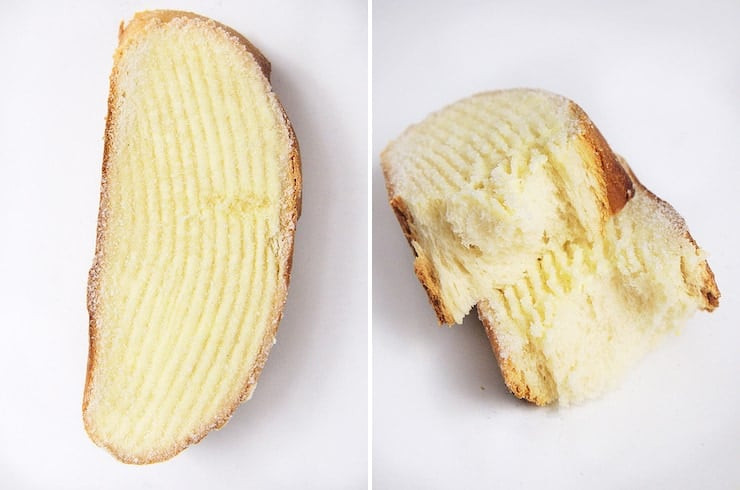 Rebanada de Mantequilla or Lengua pan dulce, a simple yet delicious buttered and sugared bread slice.