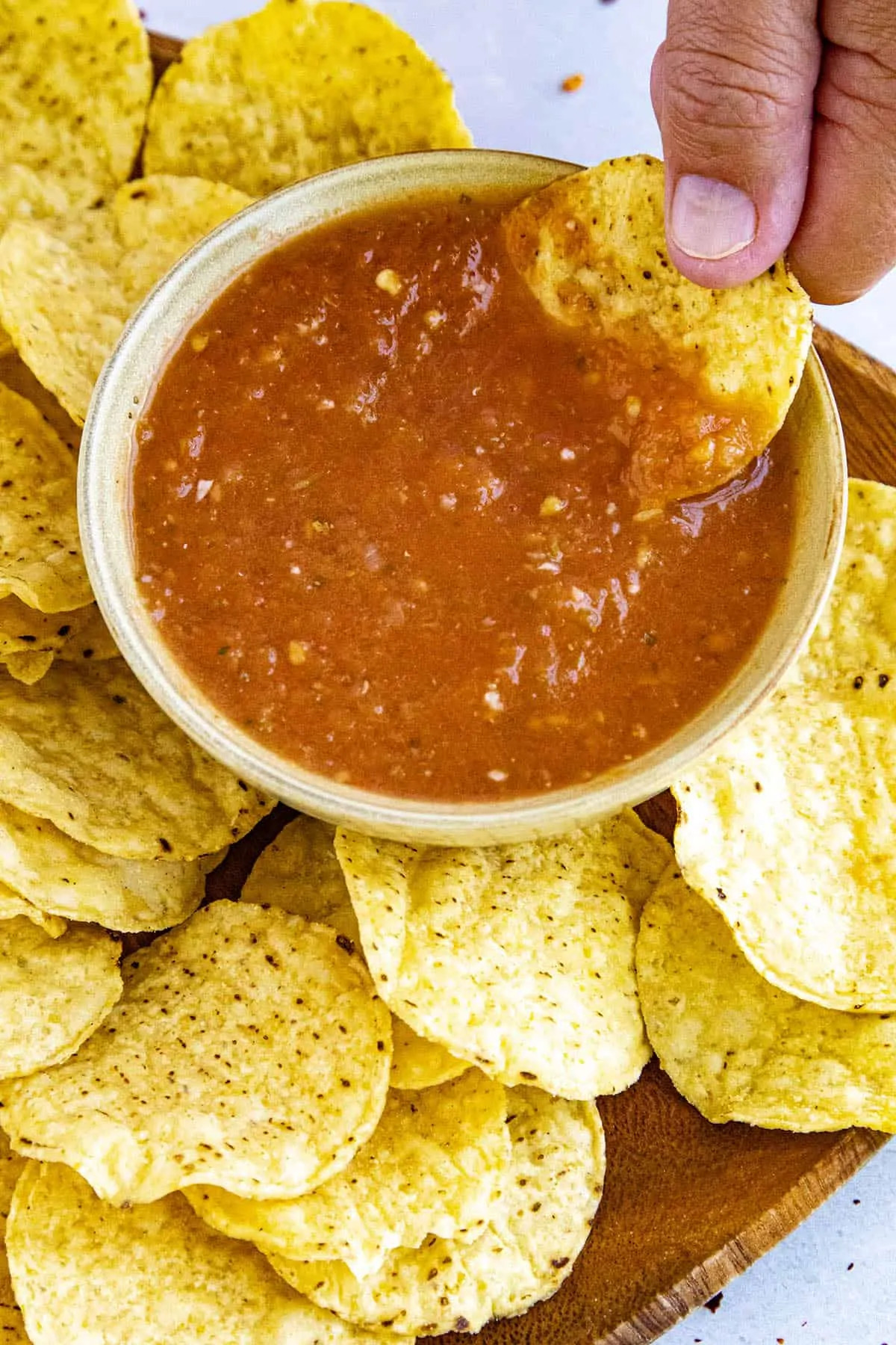 Bowl of Salsa Roja with Tortilla Chips