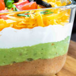 7 Layer Dip in a glass dish