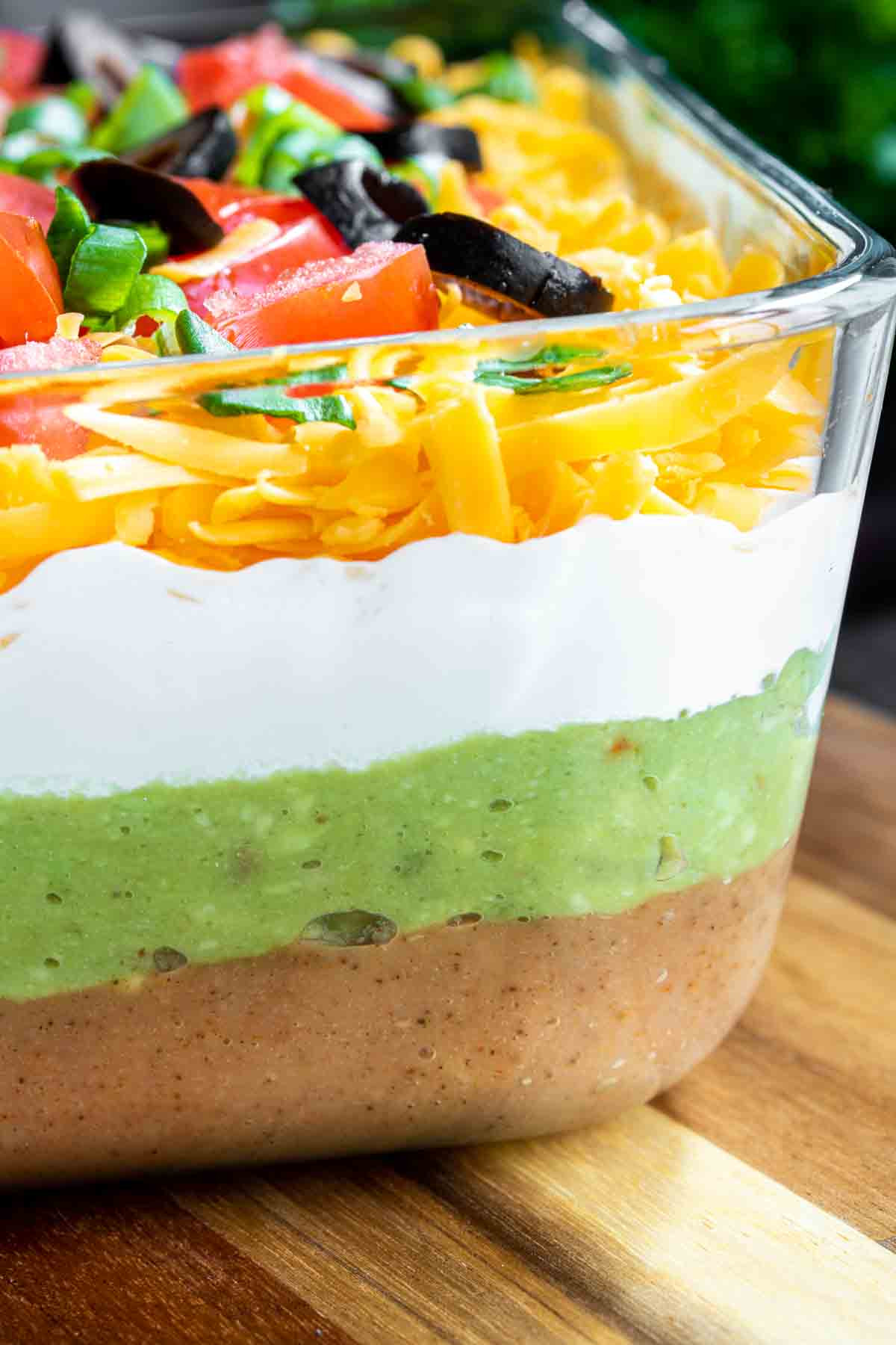 7 Layer Dip in a glass dish