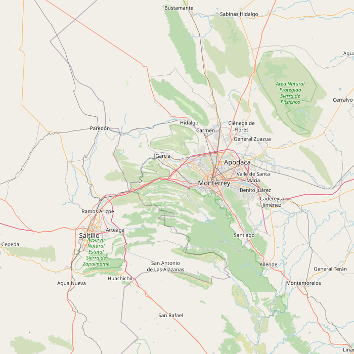 Weather stations near Monterrey, Mexico, contributing data for weather analysis.