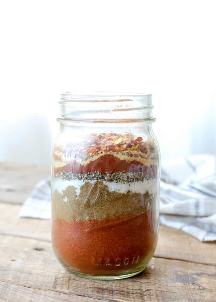 Homemade Taco Seasoning mix in a jar.