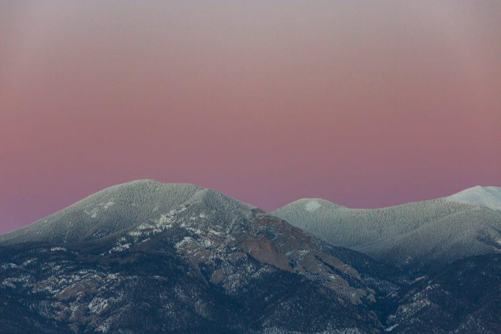 Scenic sunset over the Sangre de Cristo Mountains in Taos New Mexico