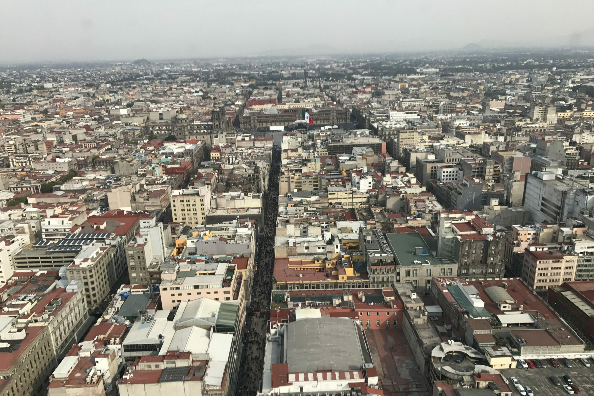 The breathtaking panoramic view of Mexico City at sunset from the Torre Latinoamericana.