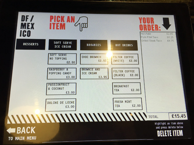 touchscreen ordering at df mexico