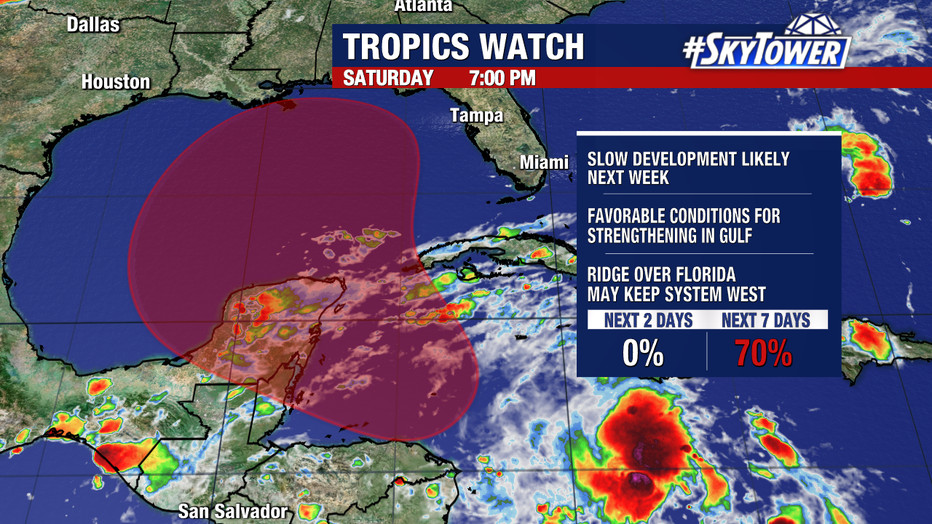 Weather systems being monitored in the Atlantic. Image from FOX 13 News.