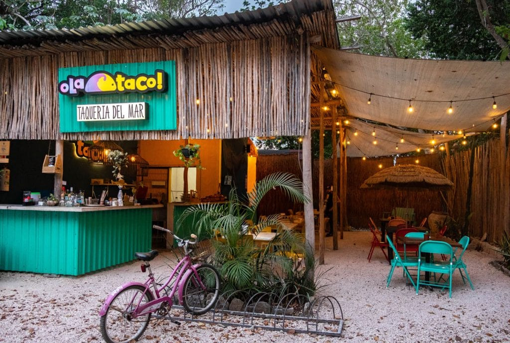 Exterior of Ola Taco! restaurant in Tulum