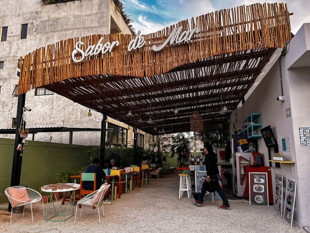 Outdoor seating at Sabor de Mar, Tulum, a great choice for top rated mexican food near me