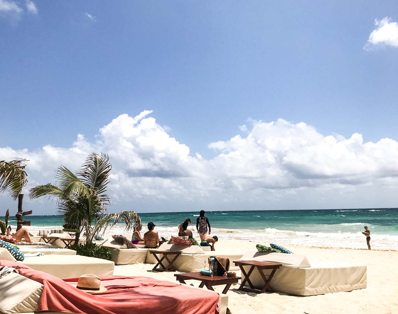 Beach beds at Ziggy's beach club, Tulum