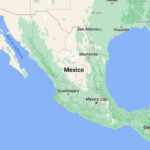 Map outlining the geographical locations of Guatemala and Mexico in Central America