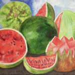 Vibrant Mexican artwork featuring Frida Kahlo's iconic 'Viva la Vida' painting