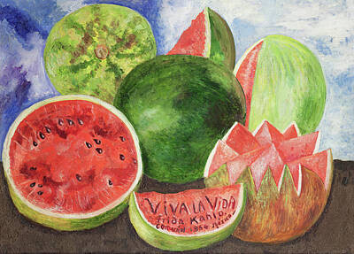 Vibrant Mexican artwork featuring Frida Kahlo's iconic 'Viva la Vida' painting