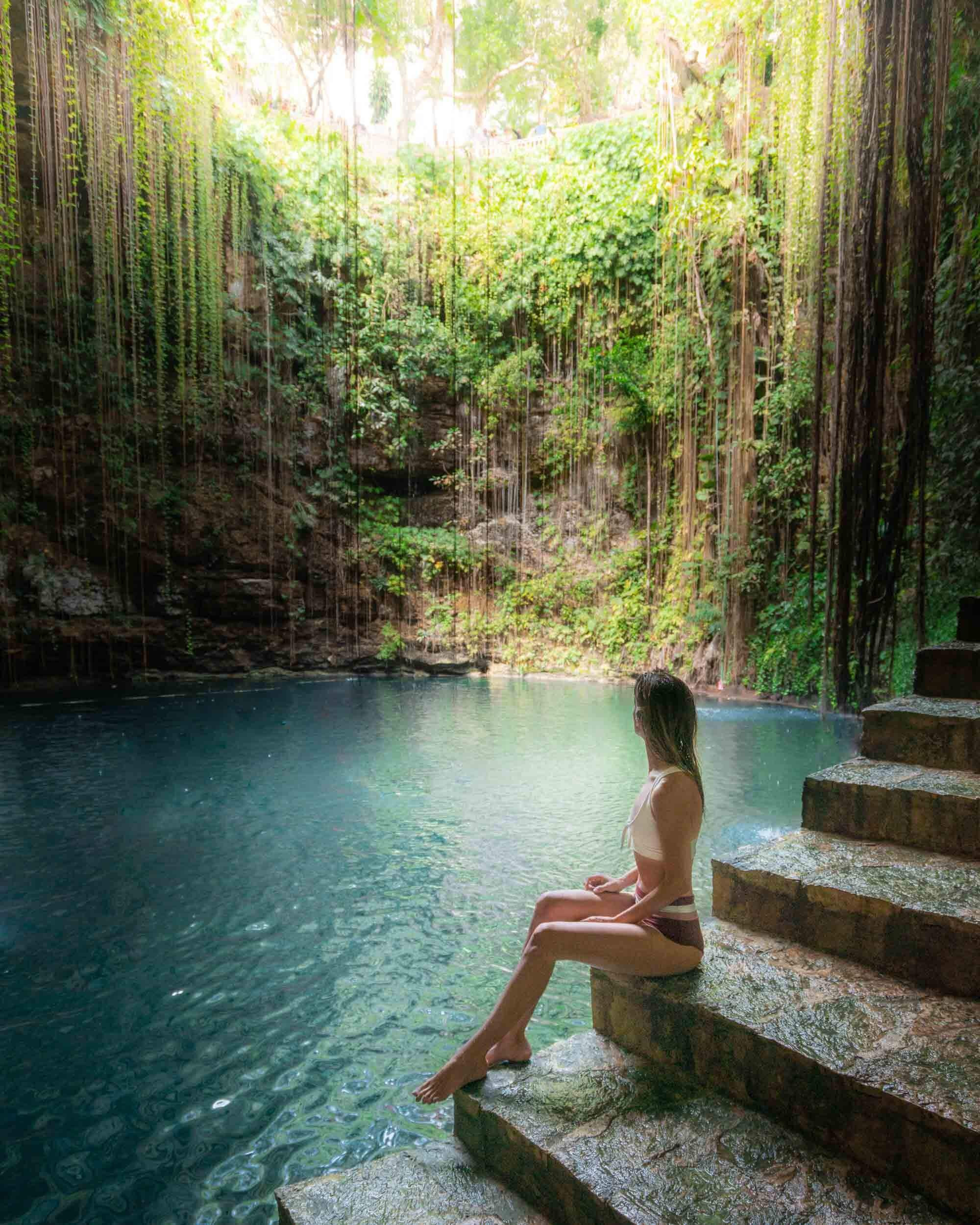 The world-famous Cenote Ik-Kil in Yucatan, Mexico, a must-see for its unparalleled beauty and accessibility.