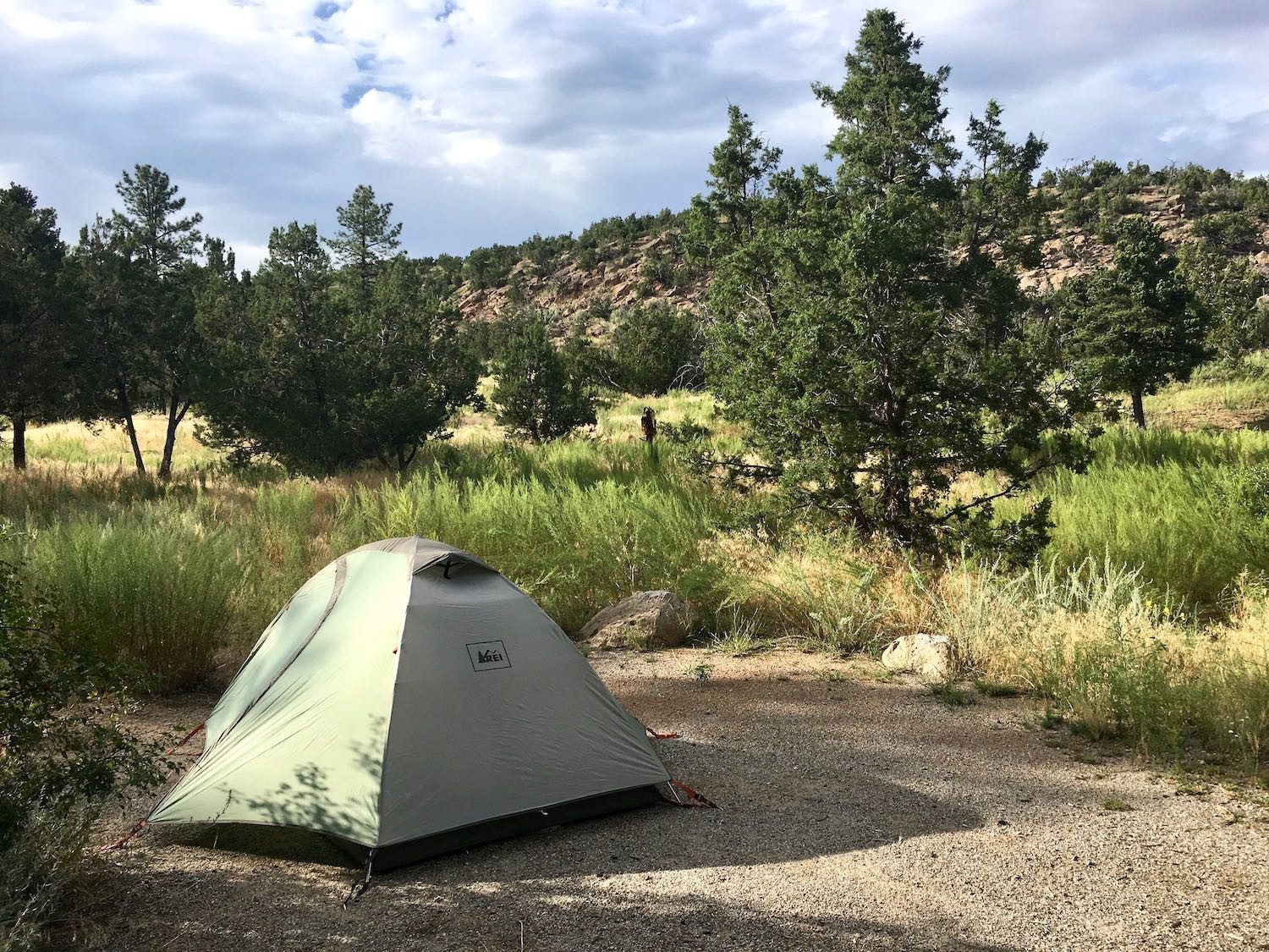 Tent camping in the Juniper Family Campground at Bandelier National Monument