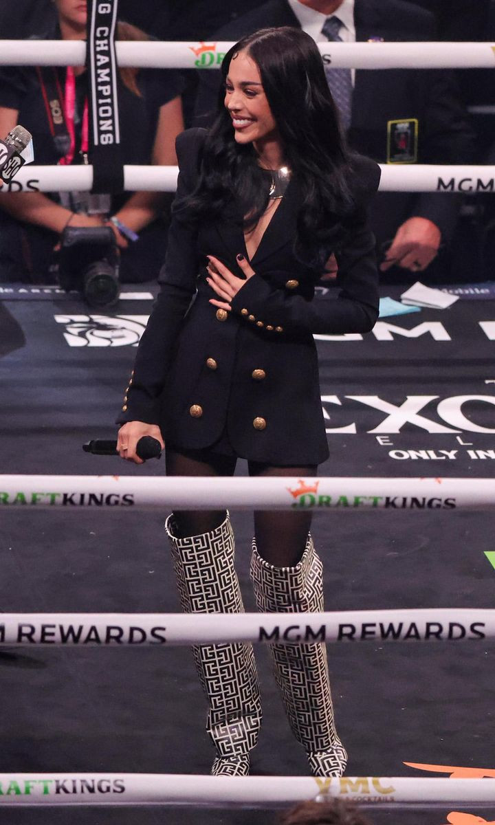 Danna Paola singing the Mexican national anthem
