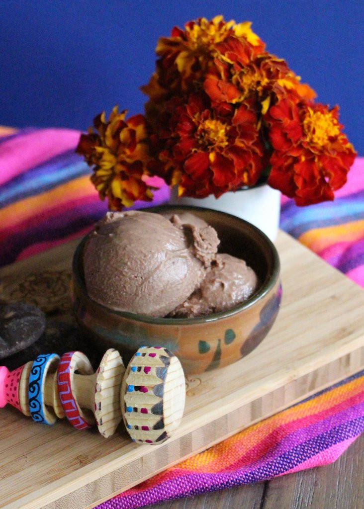 Mexican chocolate ice cream with cinnamon stick
