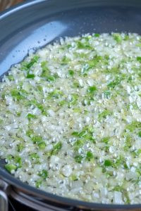 Sautéing Onions and Jalapenos in Lard