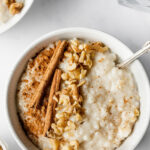 Close up of Arroz con Leche ready to be served.