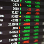 Close-up of a board displaying currency exchange rates