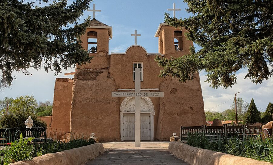 A view of the front of San Francisco de Asis church in Ranchos de Taos