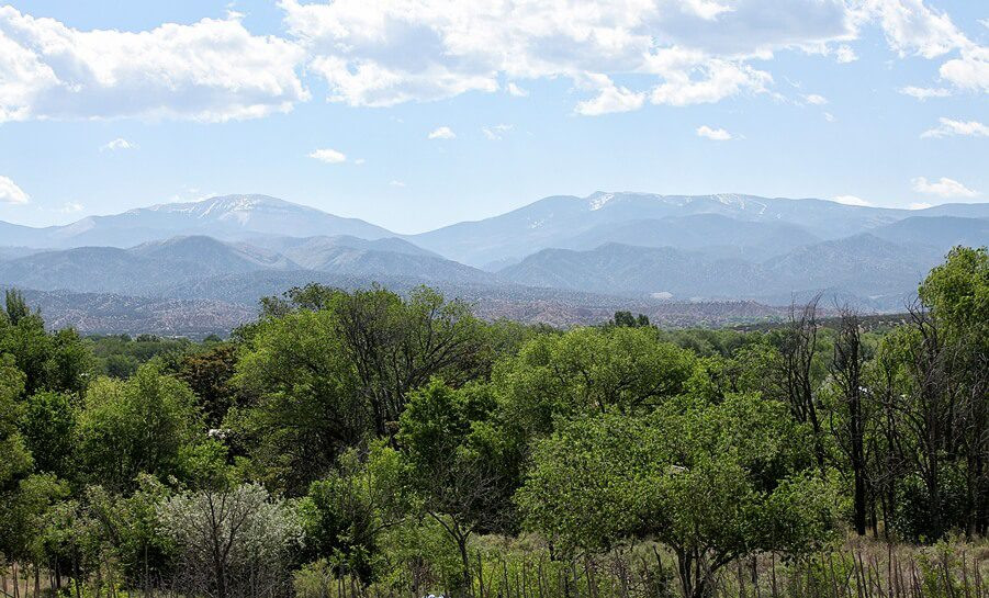A view of mountains in the distance off the High Road