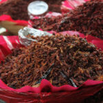 Chapulines, grasshoppers toasted and seasoned with chili powder, lime juice and salt, Oaxaca