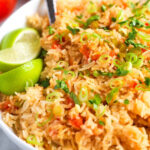 Bowl of vibrant and fluffy Mexican rice