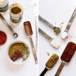Ingredients for a vibrant Mexican red sauce, featuring tomatoes, chili peppers, onions, garlic, and spices
