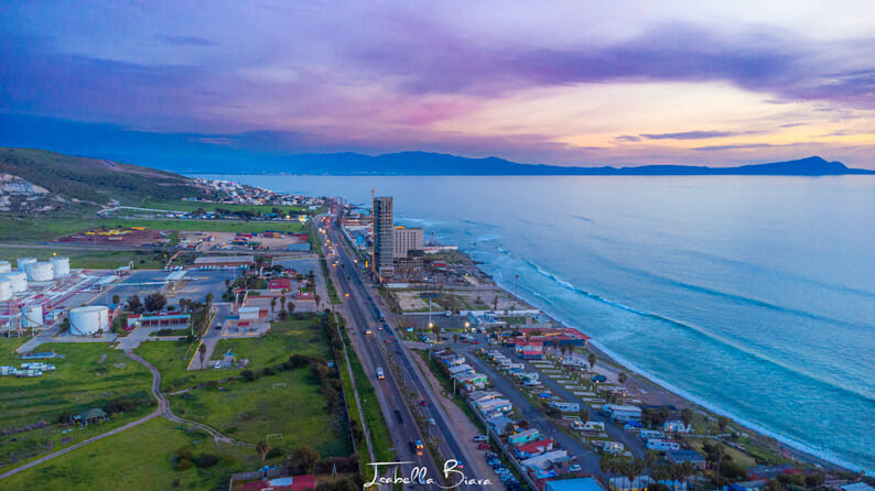 Ensenada drone view at sunset