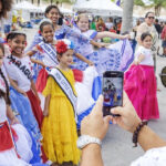 Beauty pageant contestants at the Junta Hispana Hispanic cultural festival in Miami