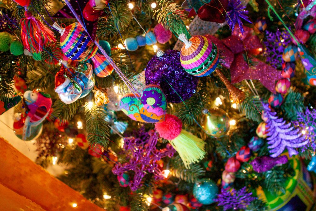 Mexican marketplace with Christmas decorations