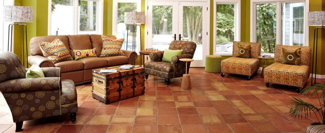 Saltillo tile flooring with a rustic, warm appearance
