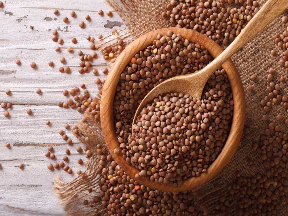 Close-up of lentils, symbolizing prosperity and good fortune for the New Year