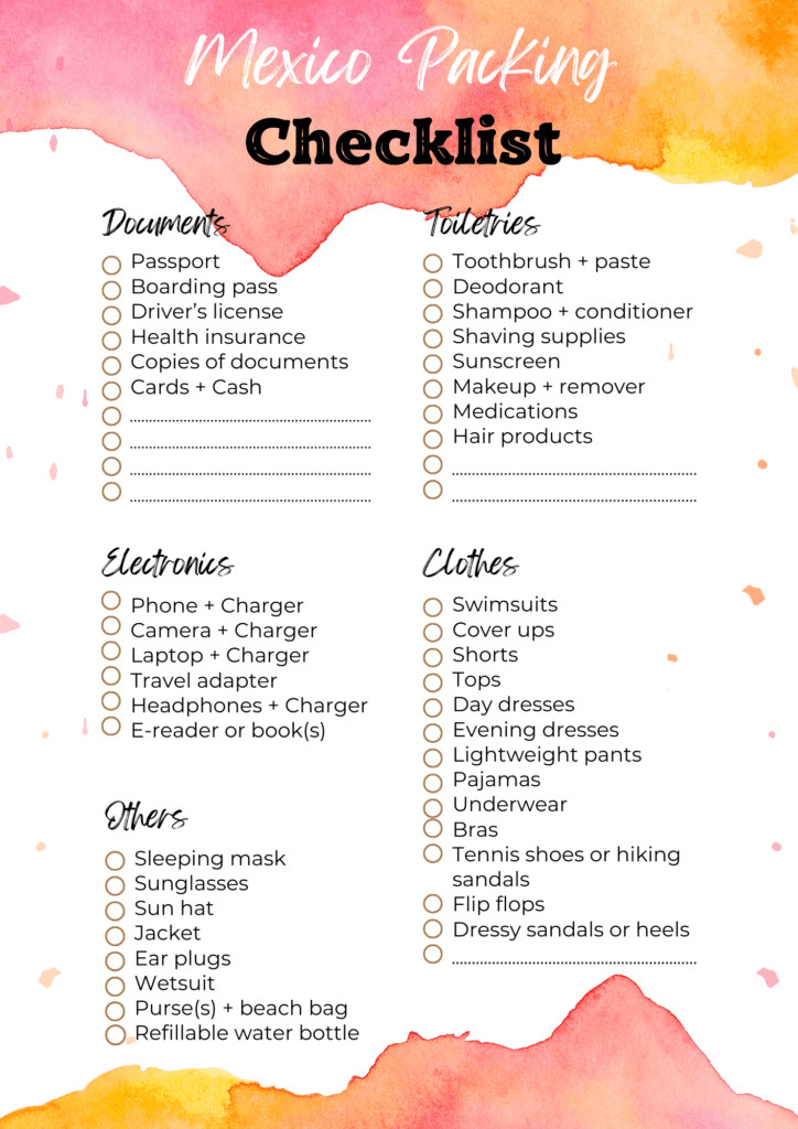 Mexico Packing Checklist