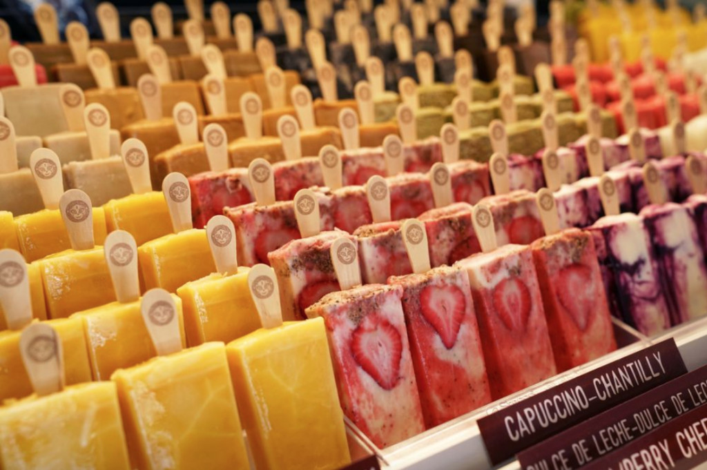 Colorful display of paletas