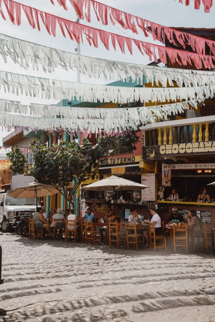 Papel Picado hanging in the street
