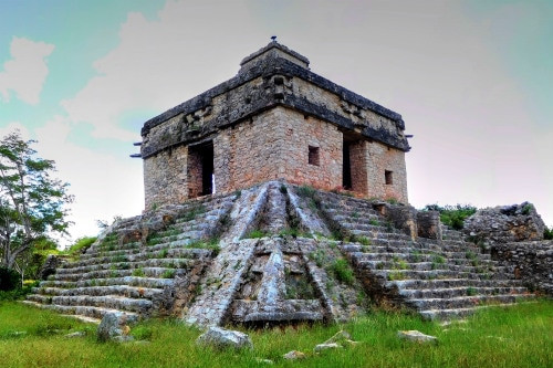 Temple of the Seven Dolls in Dzibilchaltun Mayan Ruins