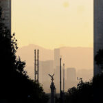 Hazy view of Mexico City skyline