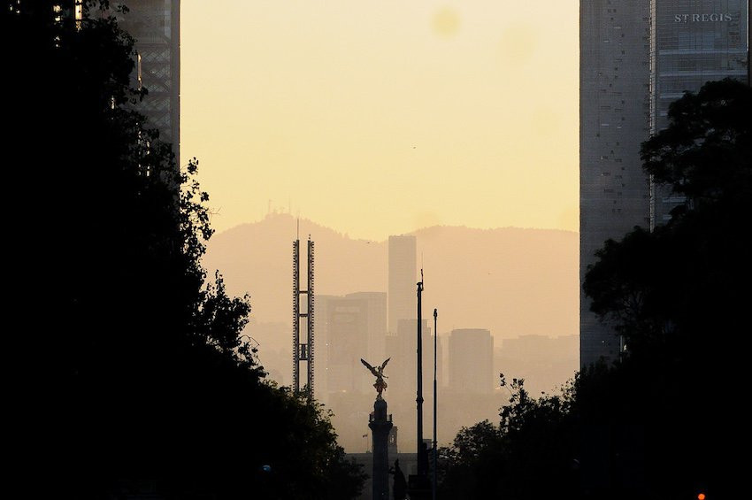 Hazy view of Mexico City skyline