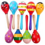 Colorful wooden maracas for sale in Mexico
